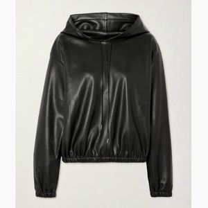 FRANKIE SHOP AGATA BLACK FAUX LEATHER HOODIE - NWT - SIZE L